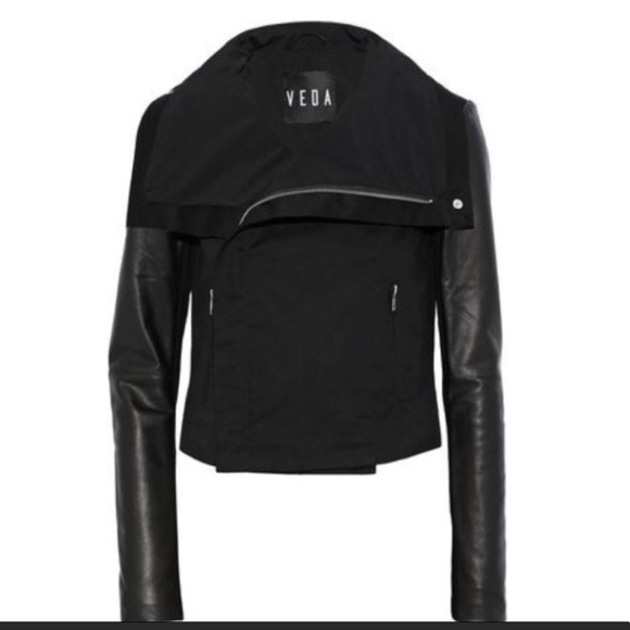 Veda Canvas Jacket With Leather Sleeves 